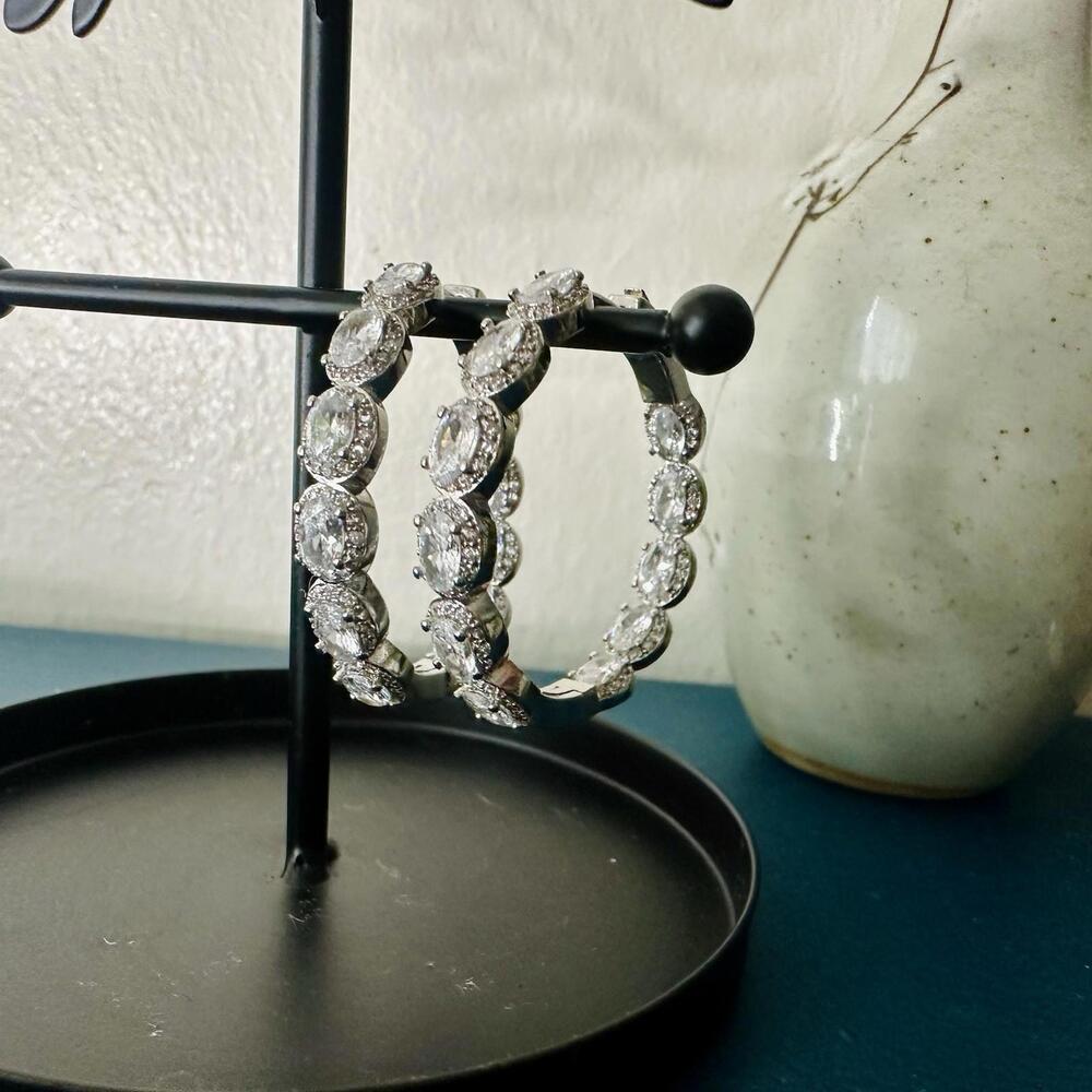 Harper Ray Crystal Hoop Earrings - Picture 9 of 9